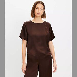 LOFT Brown Satin Blouse NWT